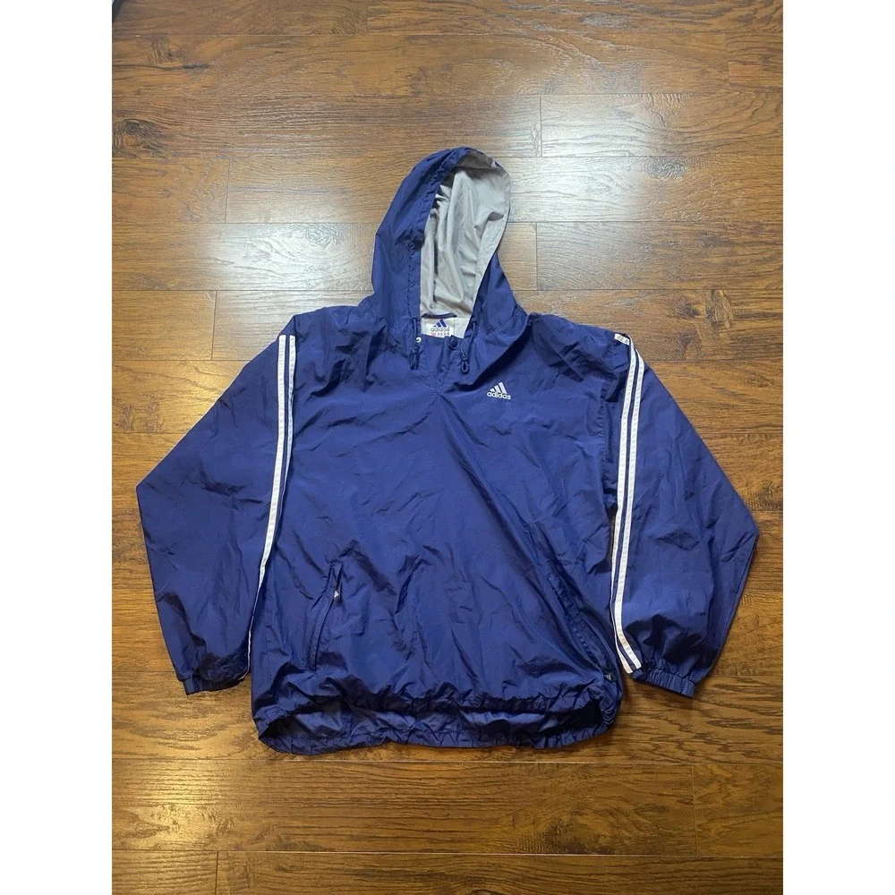 Vtg Adidas Windbreaker Jacket XL Blue Pullover Streetwear Athleisure 90s y2k